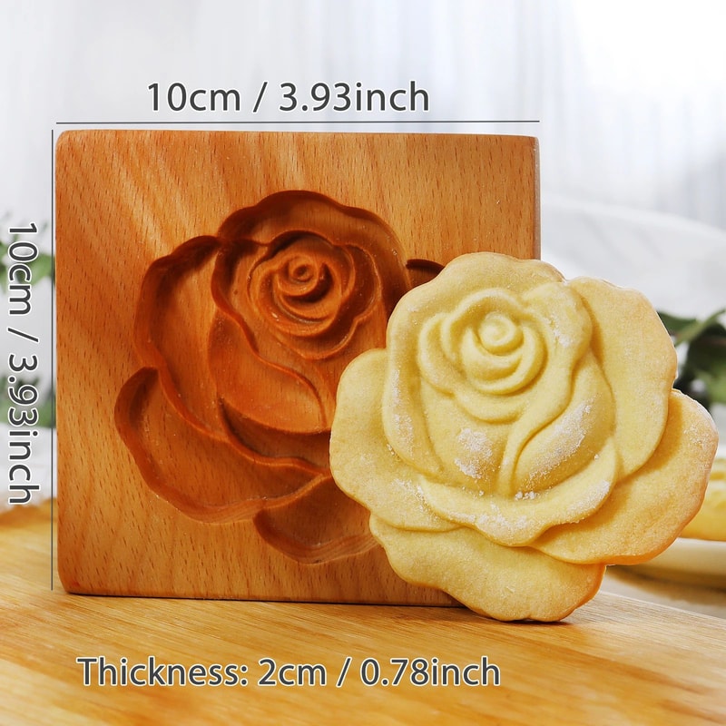 Wooden Rose Cookie Mold 8