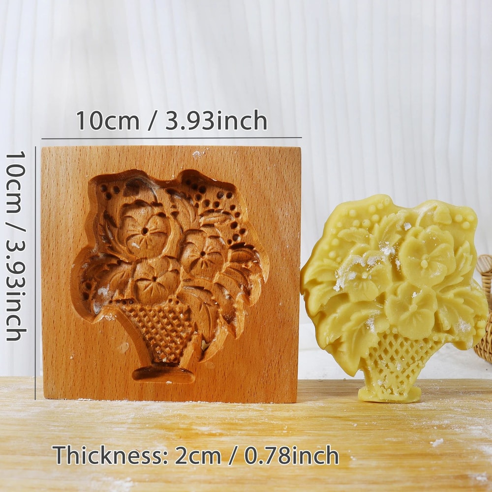 Wooden Rose Cookie Mold 9