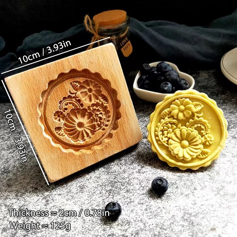 Wooden Rose Cookie Mold 10
