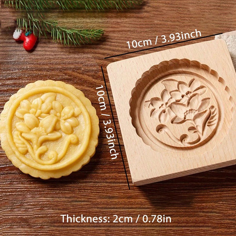 Wooden Rose Cookie Mold 11