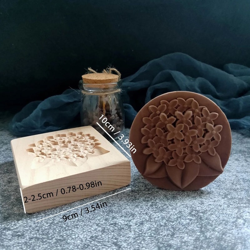 Wooden Rose Cookie Mold 12