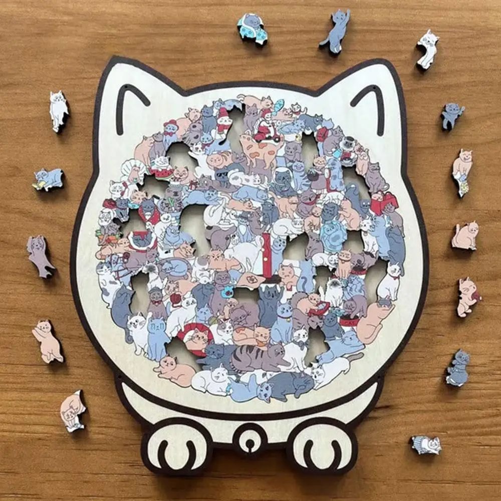 Wooden Cat Jigsaw Puzzle Home Decor 3