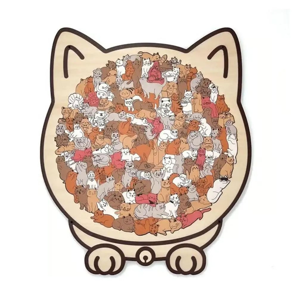 Wooden Cat Jigsaw Puzzle Home Decor 9