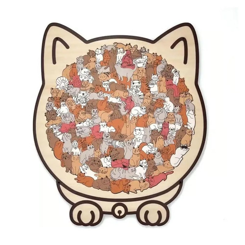 Wooden Cat Jigsaw Puzzle Home Decor 9