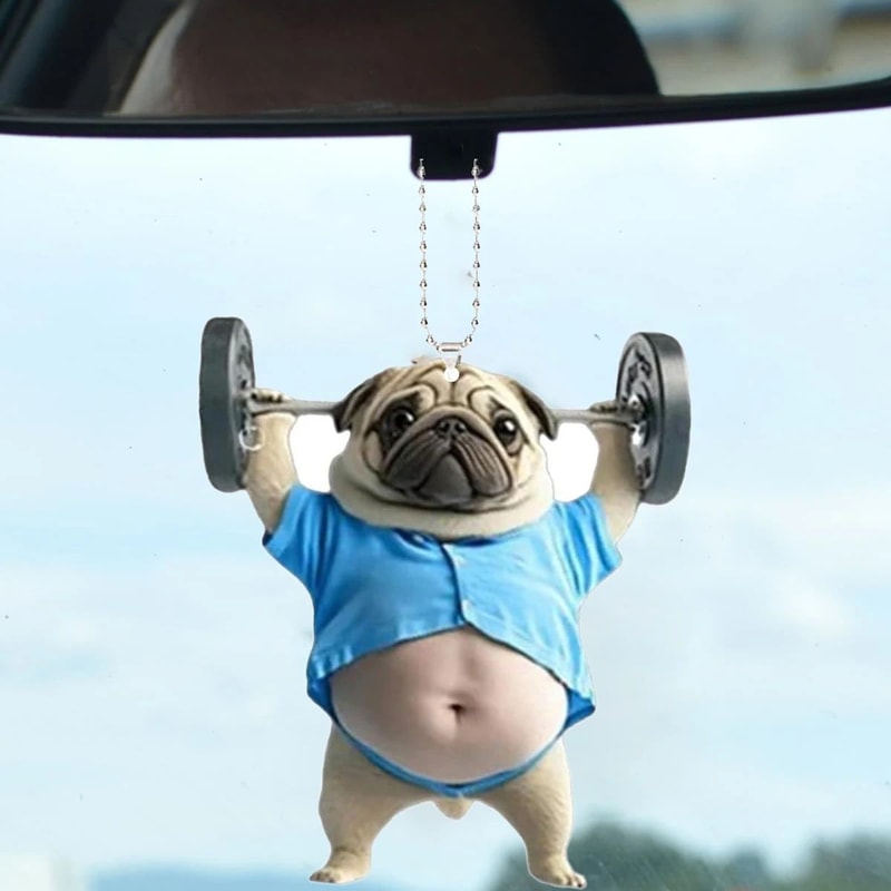 Cute Pug Car Mirror Charm 0