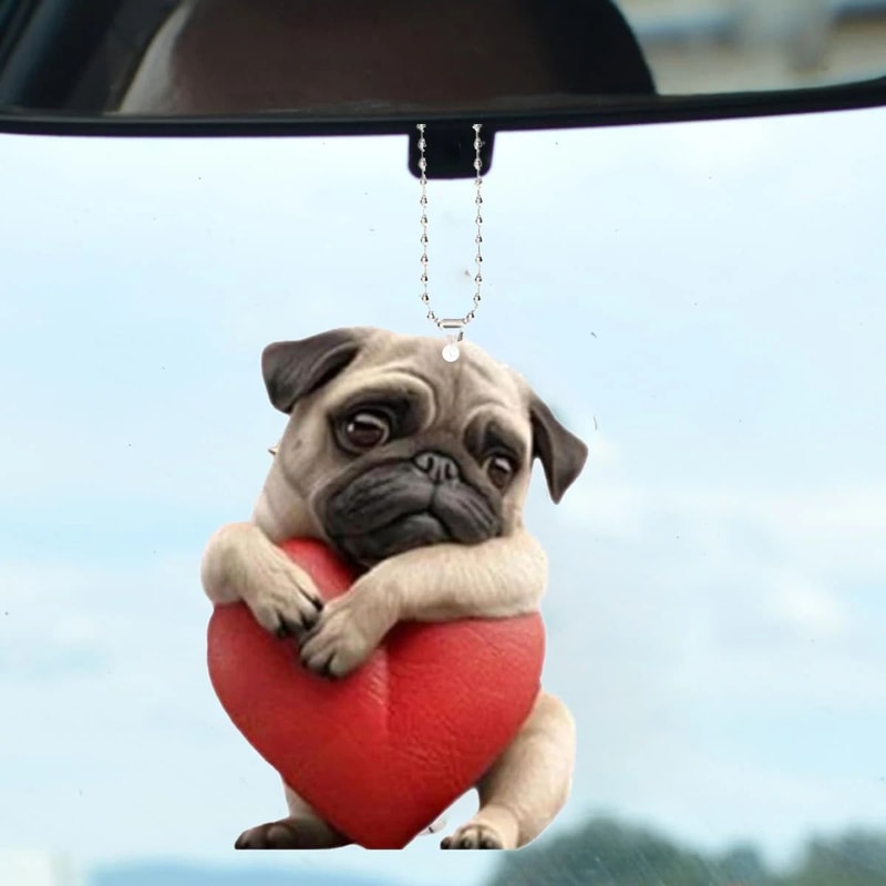 Cute Pug Car Mirror Charm 1