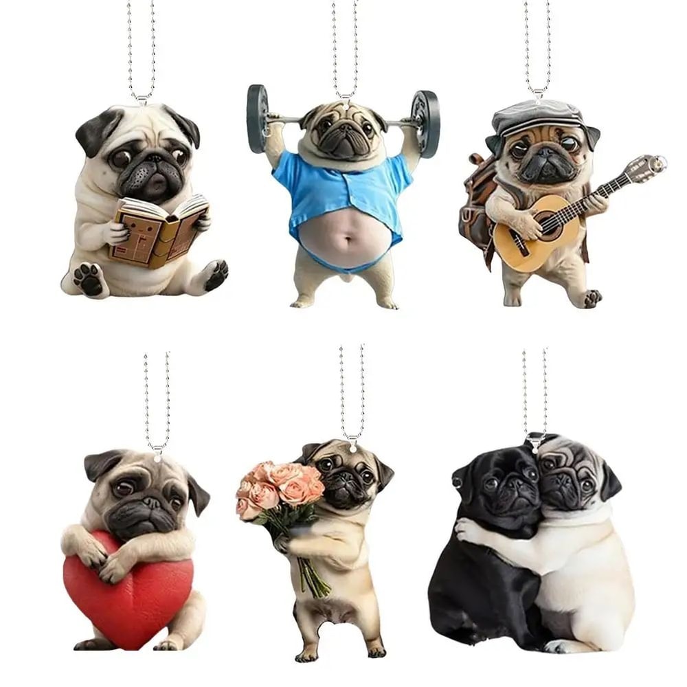 Cute Pug Car Mirror Charm 3