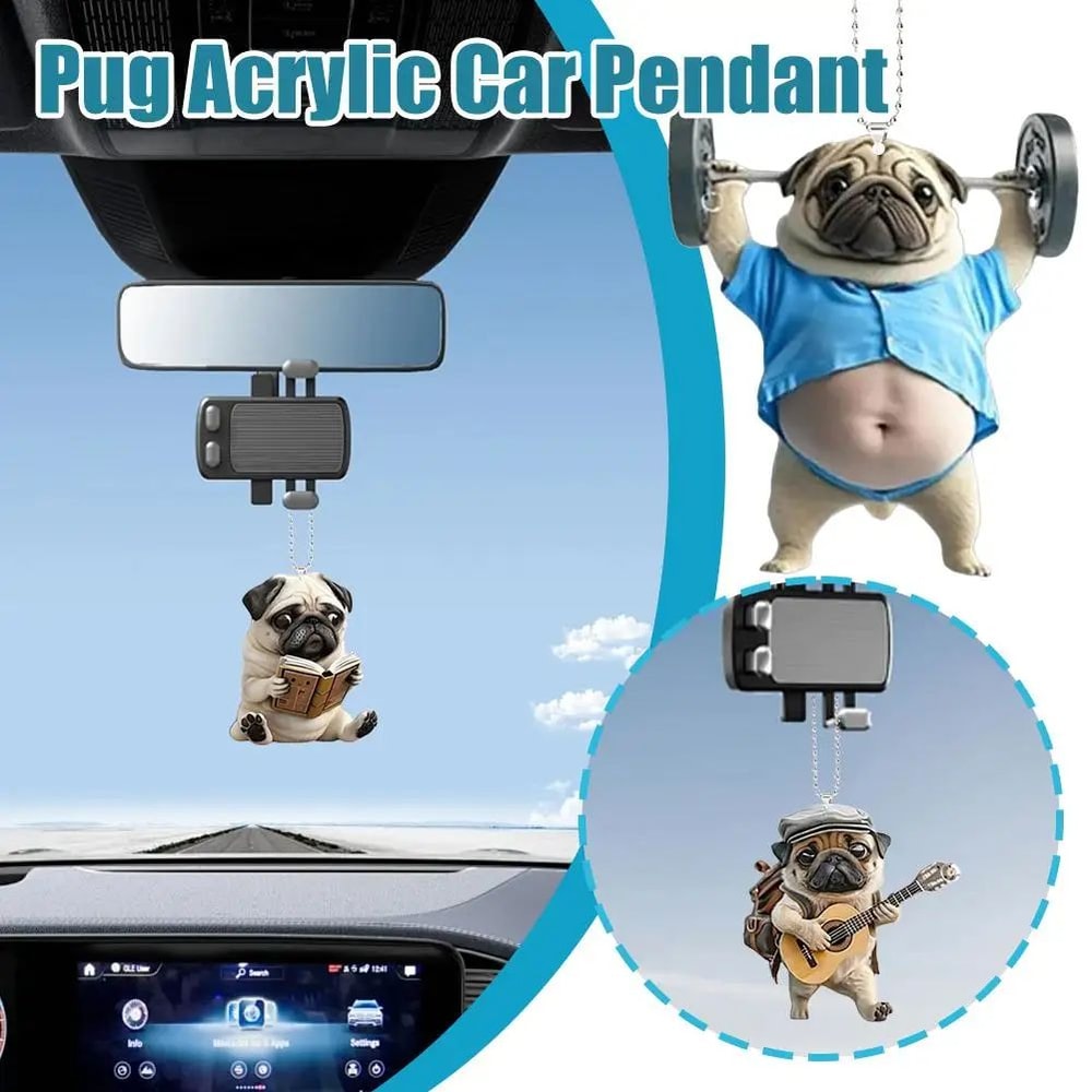 Cute Pug Car Mirror Charm 7