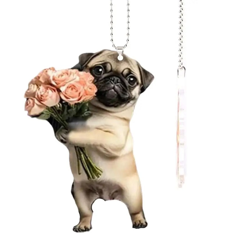 Cute Pug Car Mirror Charm 12