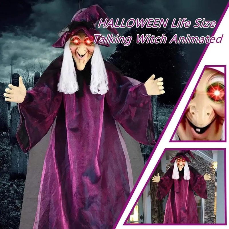 Life Size Talking Witch Halloween Decor 6