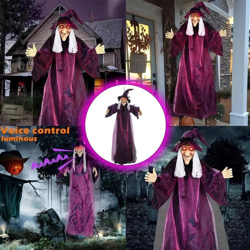 Life Size Talking Witch Halloween Decor 7