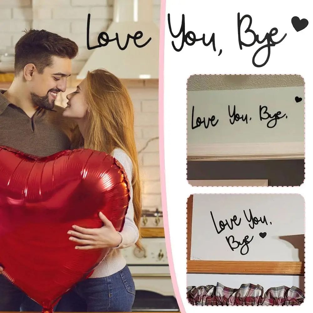 Wooden Script Wall Sign Love You Bye 5