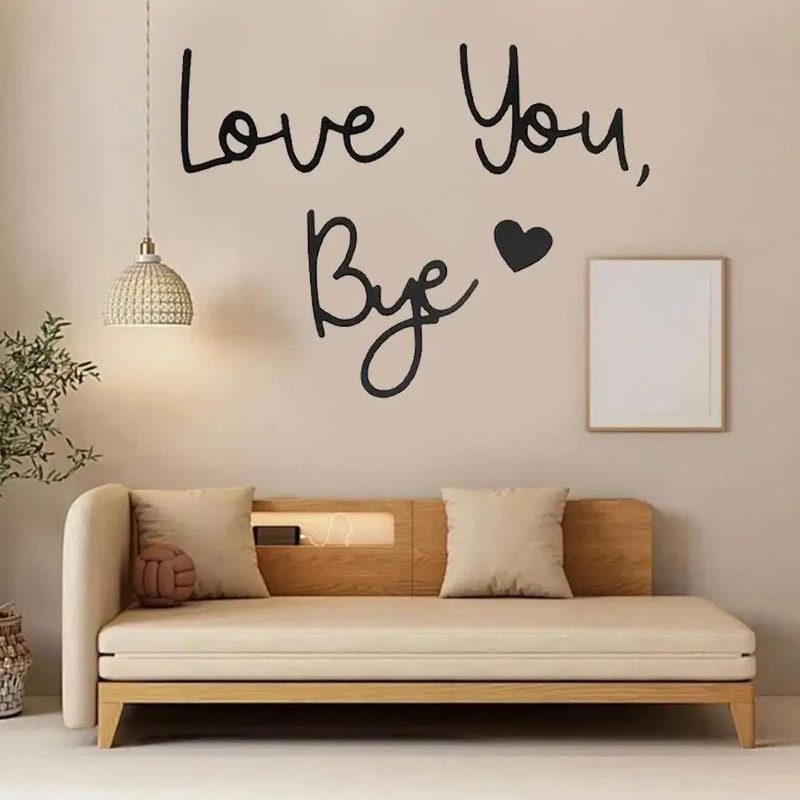 Wooden Script Wall Sign Love You Bye 10