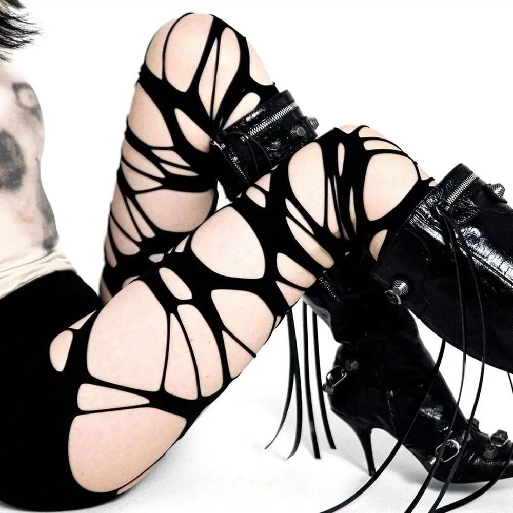 Y2K Punk Ripped Fishnet Stockings 4