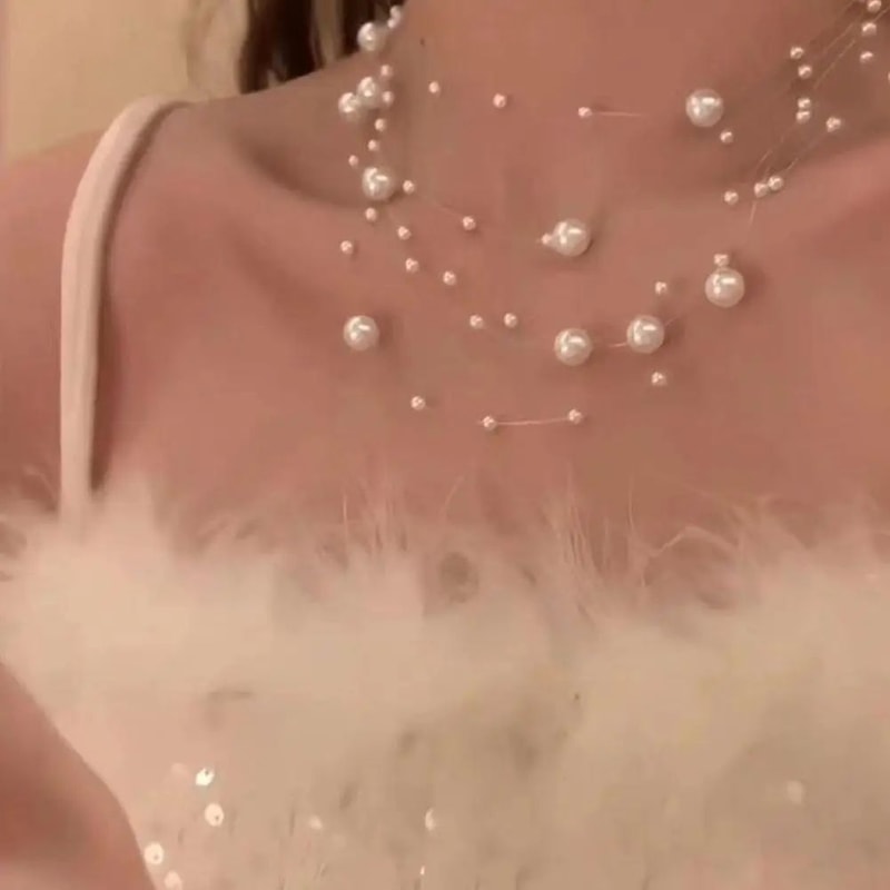 Elegant White Pearl Choker Necklace 2