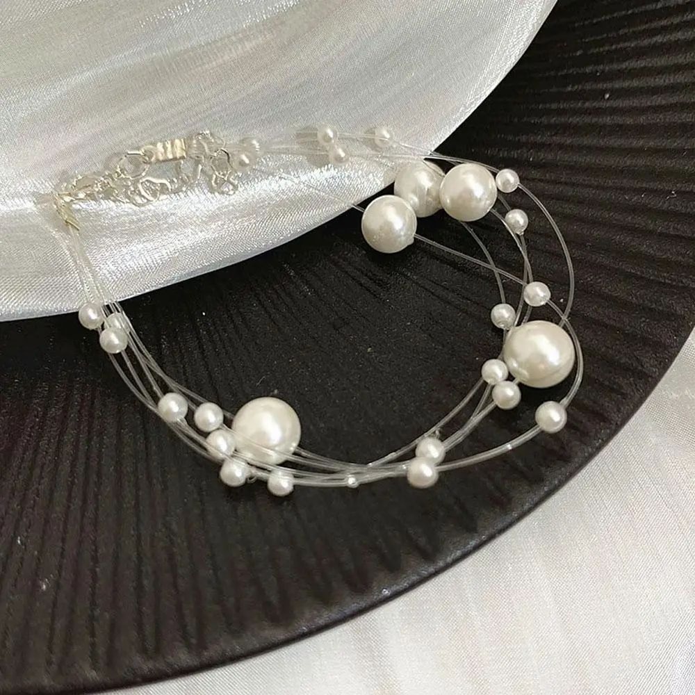 Elegant White Pearl Choker Necklace 5