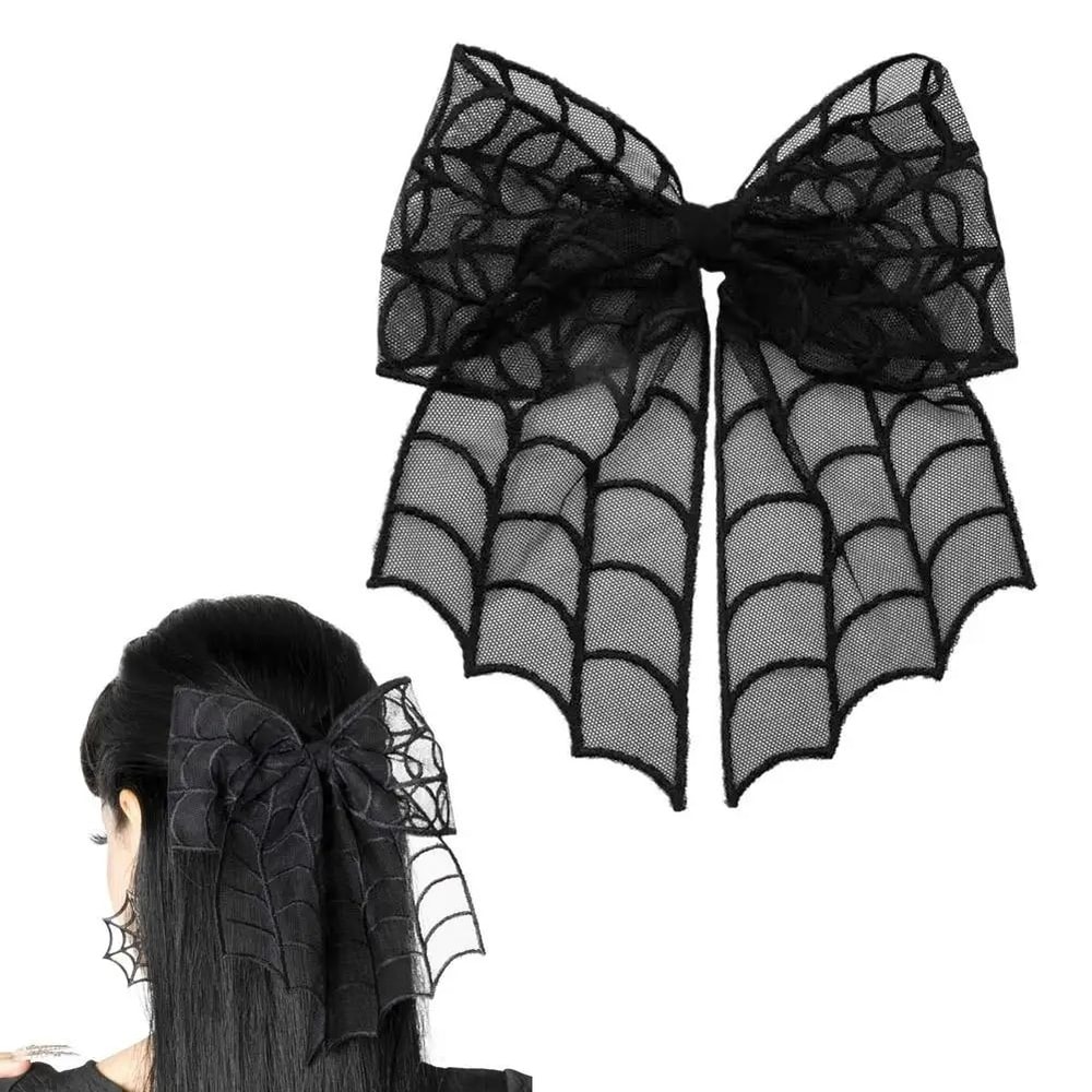 Halloween Spider Web Bow Hair Clips 0