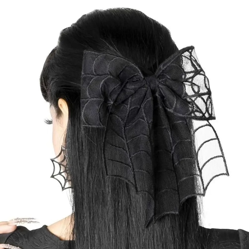 Halloween Spider Web Bow Hair Clips 1