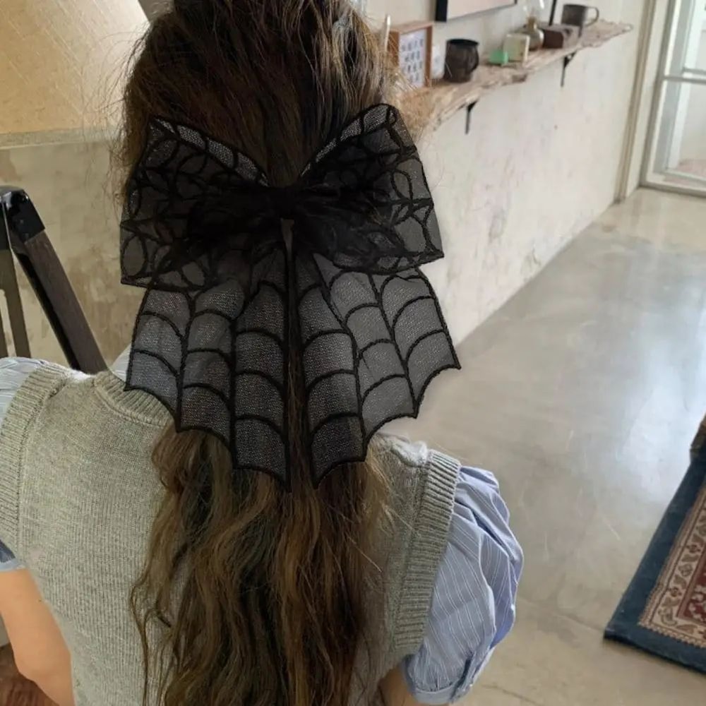 Halloween Spider Web Bow Hair Clips 2