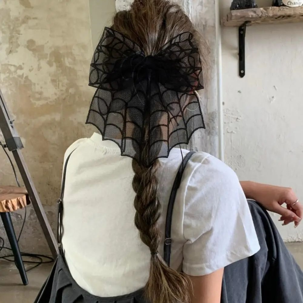 Halloween Spider Web Bow Hair Clips 3
