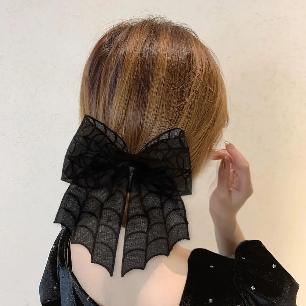Halloween Spider Web Bow Hair Clips 4
