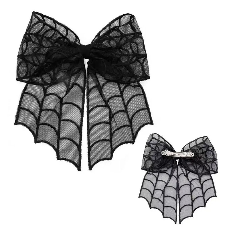 Halloween Spider Web Bow Hair Clips 5