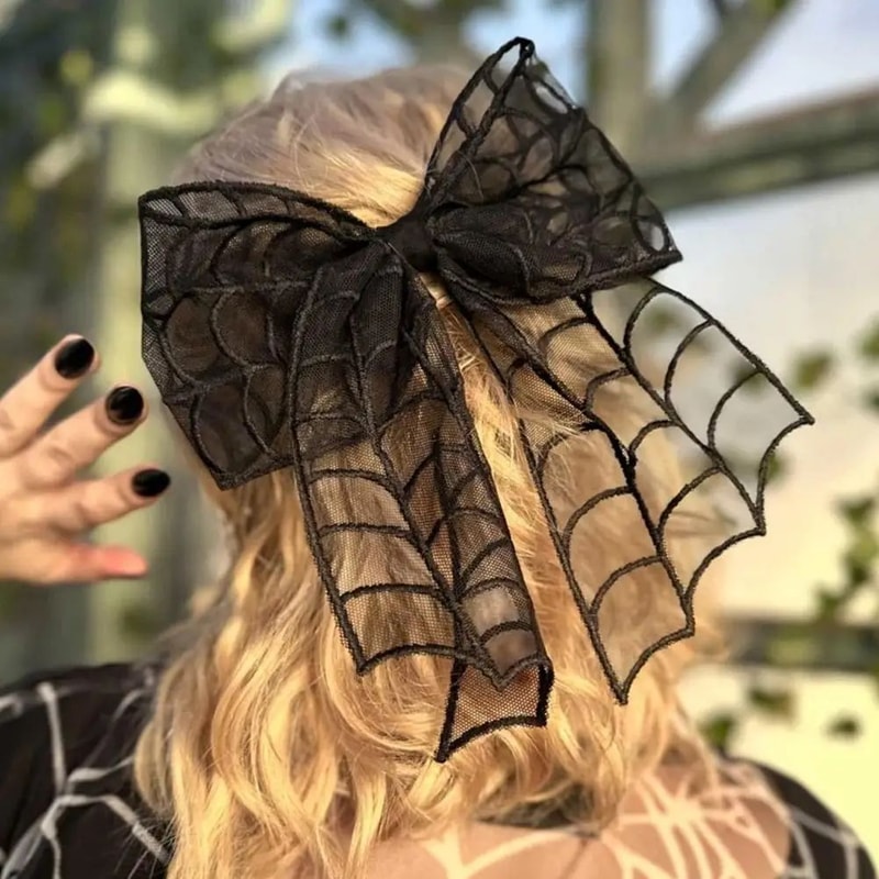 Halloween Spider Web Bow Hair Clips 6
