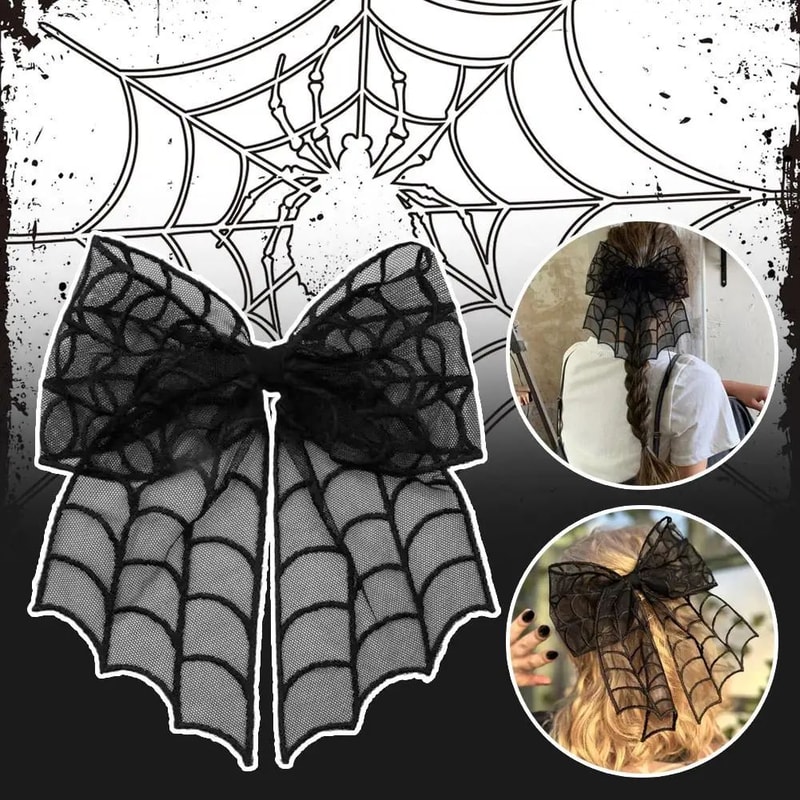 Halloween Spider Web Bow Hair Clips 8