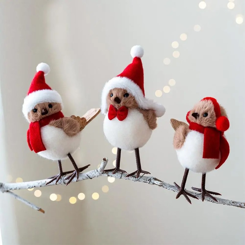 Christmas Artificial Cardinal Bird Ornaments 1