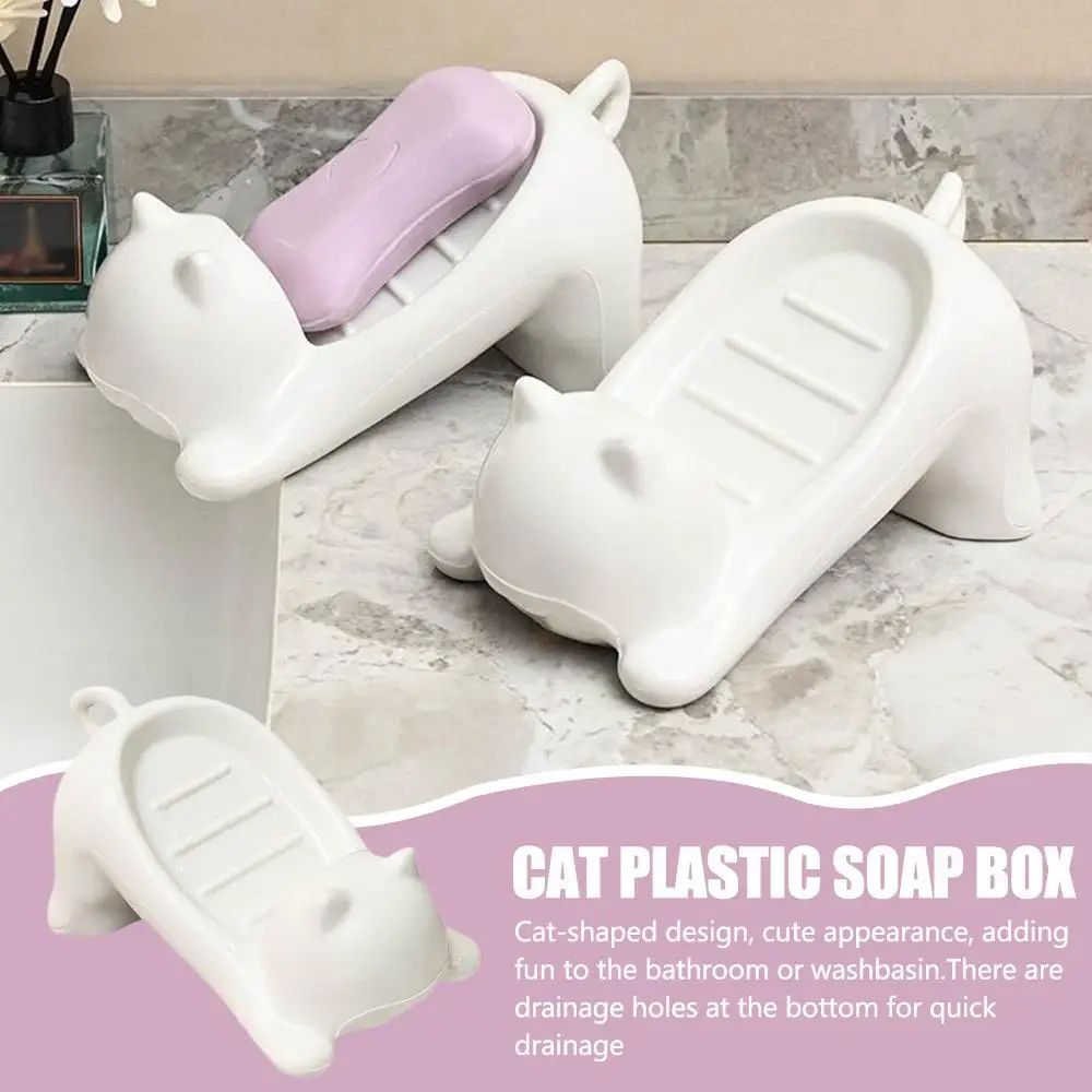Cute Cat Shaped Self Draining Soap Dish 0
