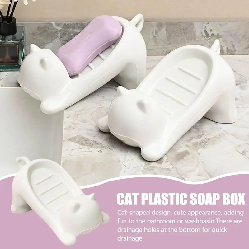 Cute Cat Shaped Self Draining Soap Dish 0