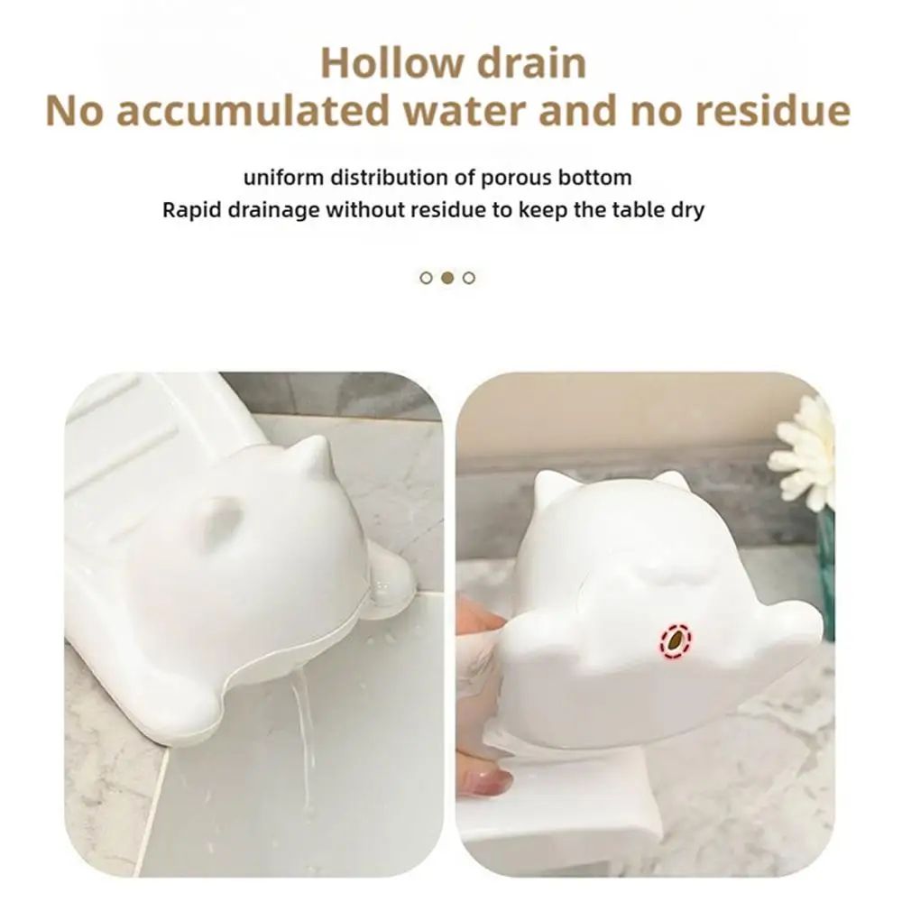Cute Cat Shaped Self Draining Soap Dish 5