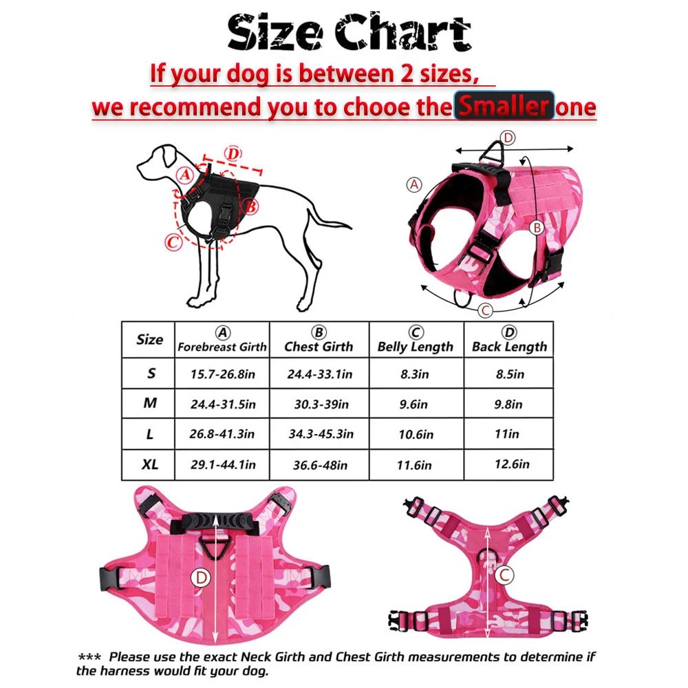 Pink Camouflage Tactical Dog Harness 1