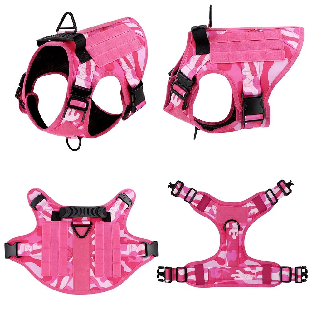 Pink Camouflage Tactical Dog Harness 2