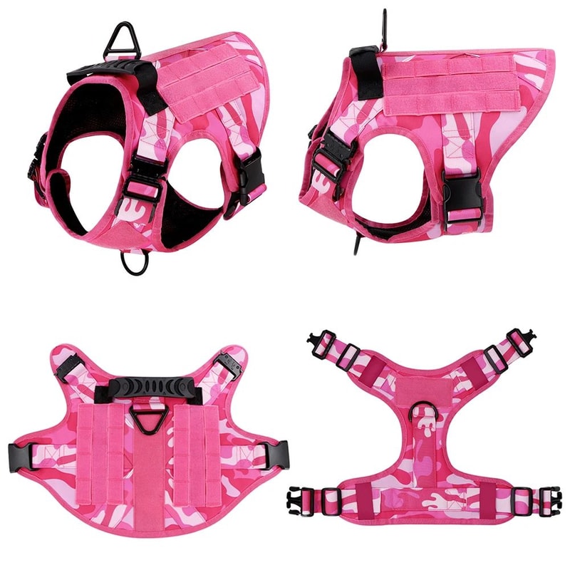 Pink Camouflage Tactical Dog Harness 2