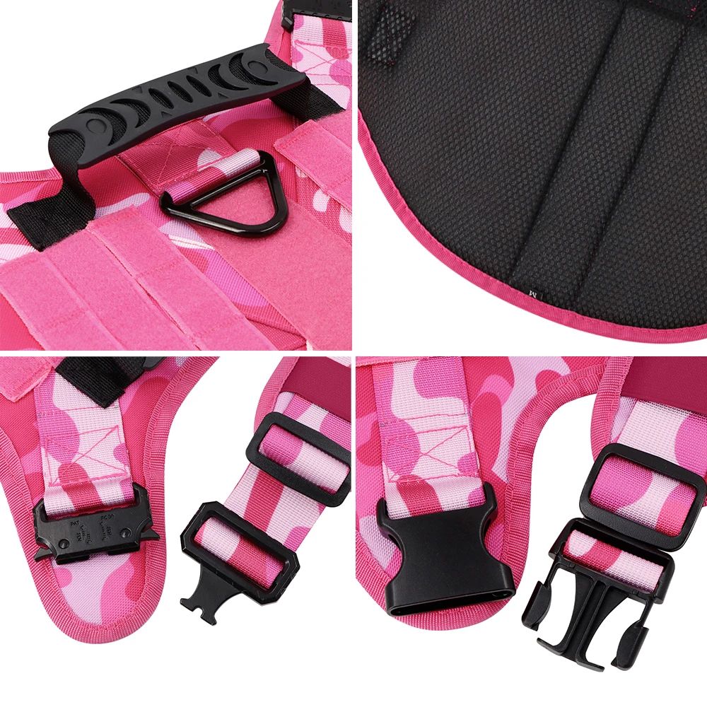 Pink Camouflage Tactical Dog Harness 3