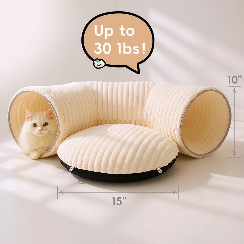 Plush Cat Tunnel Bed With Toys 4