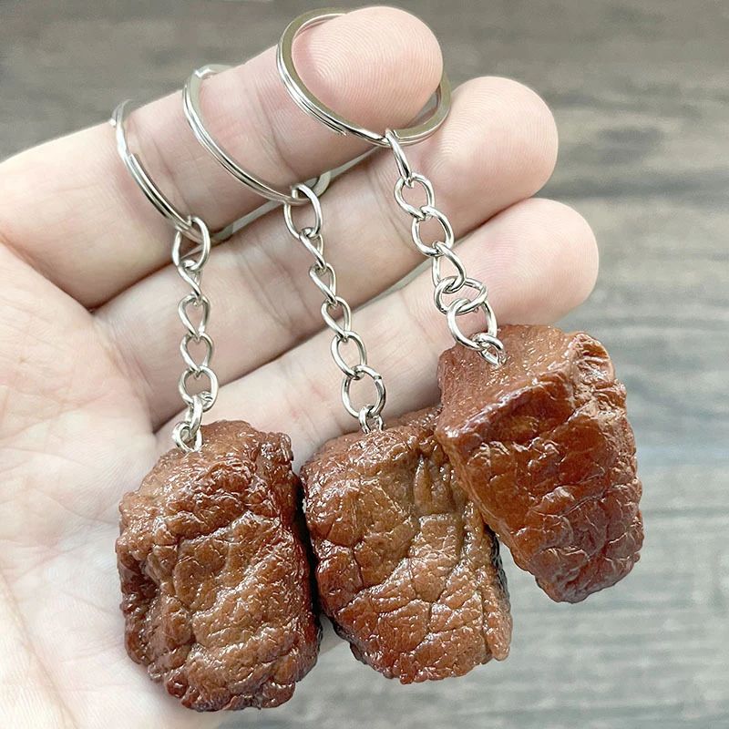 Simulation Beef Cube Keychain 0