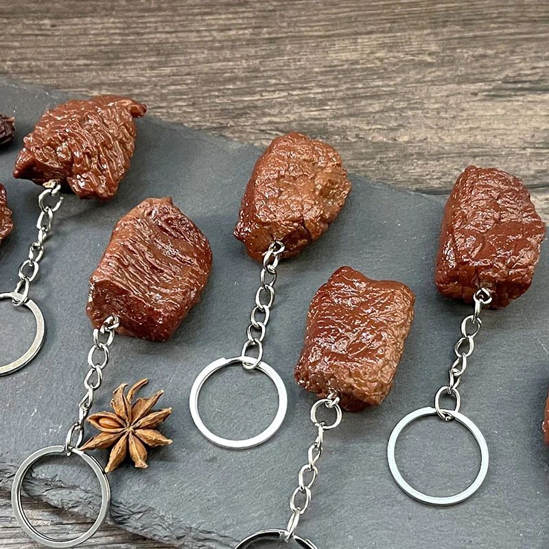 Simulation Beef Cube Keychain 1