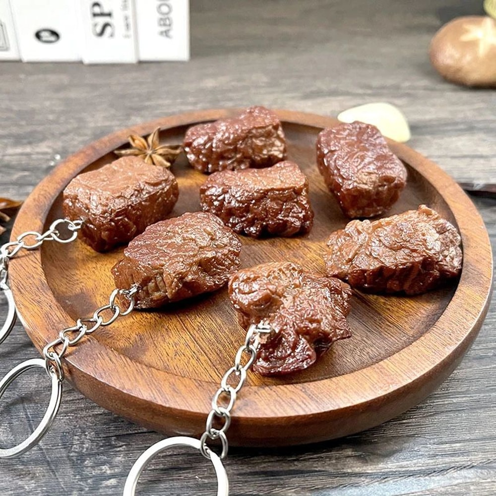 Simulation Beef Cube Keychain 2