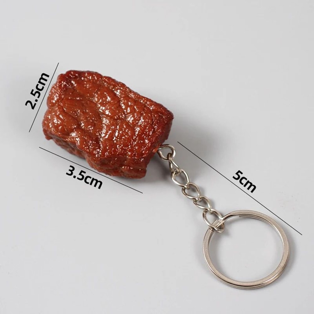 Simulation Beef Cube Keychain 5