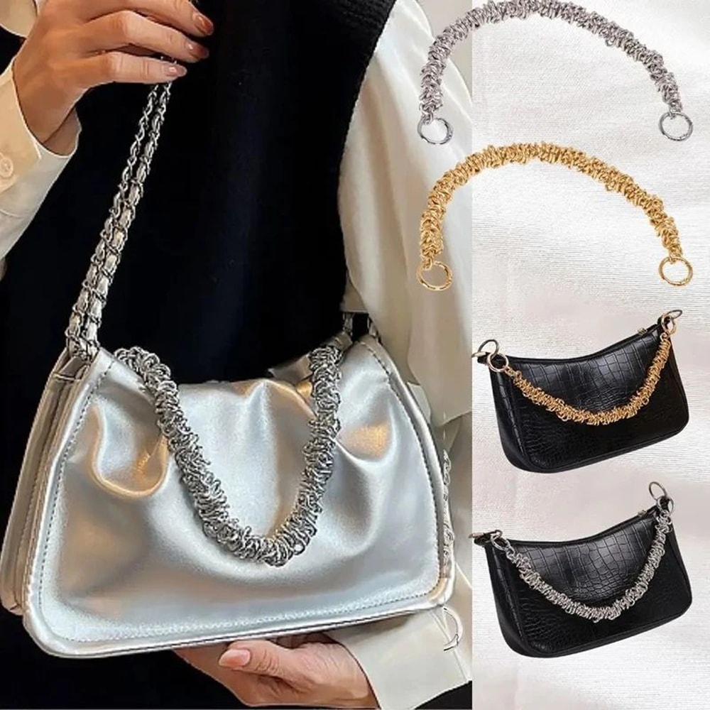 Irregular Metal Handbag Chain Handle Strap 2