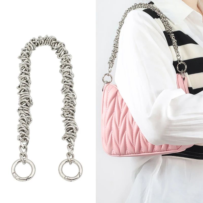 Irregular Metal Handbag Chain Handle Strap 6