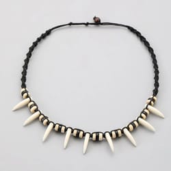 bohemian woven wolf tooth necklace