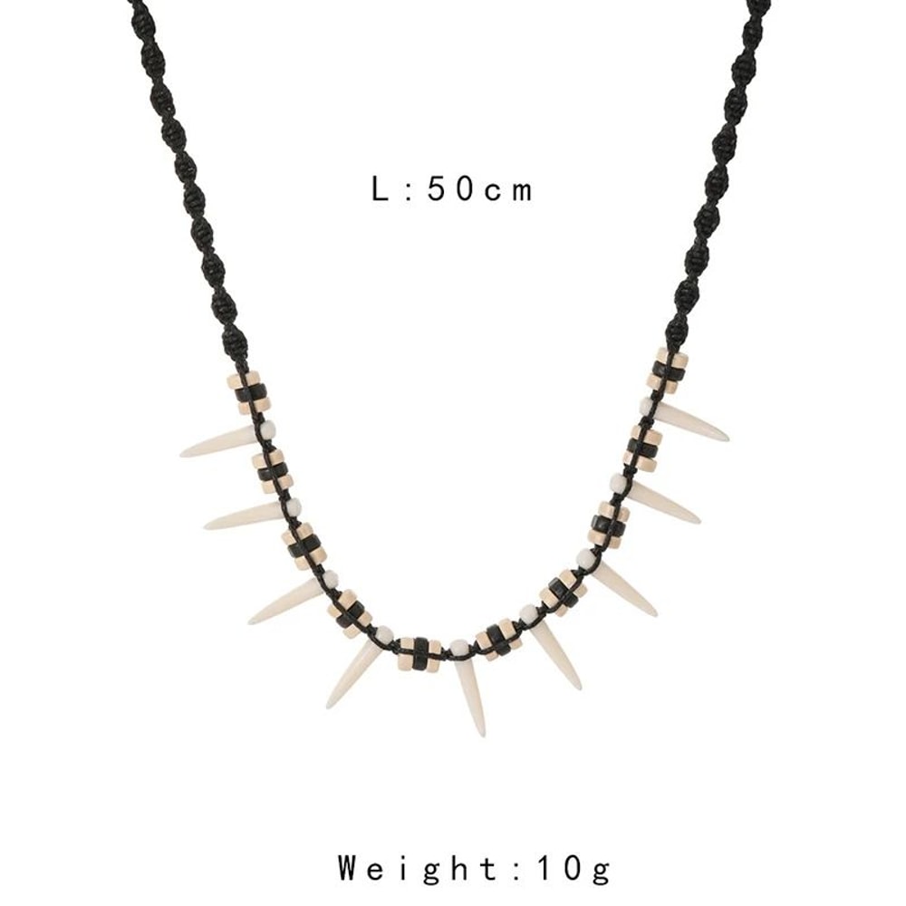 Bohemian Woven Wolf Tooth Necklace 3