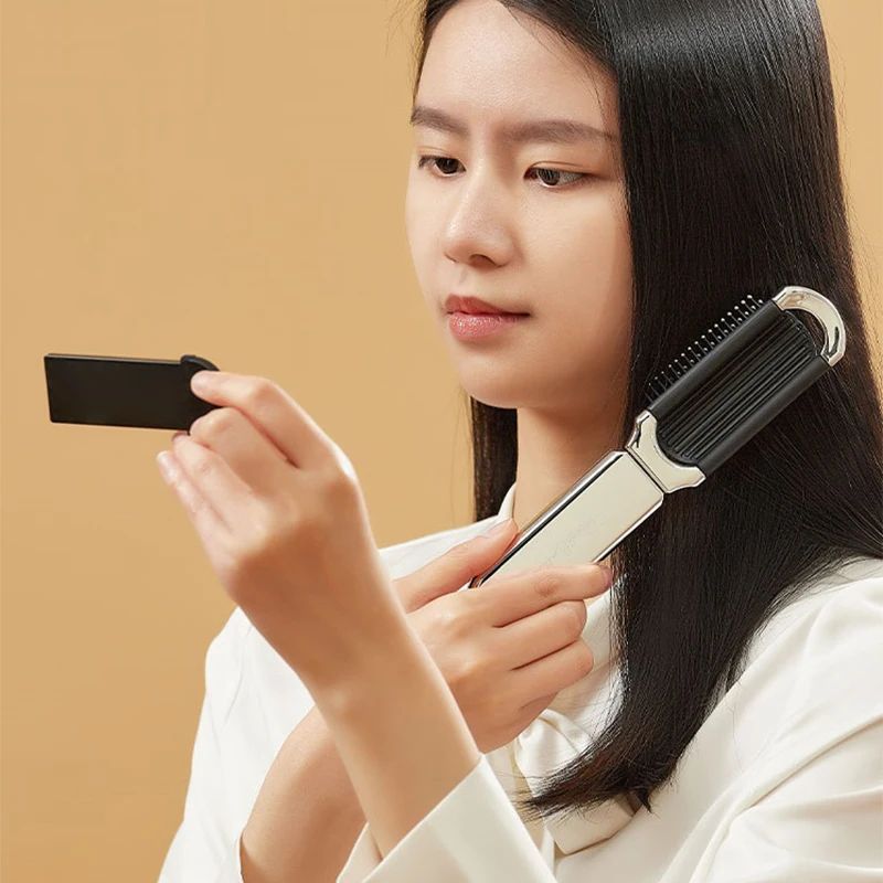 Portable Folding Hair Brush With Mirror 3