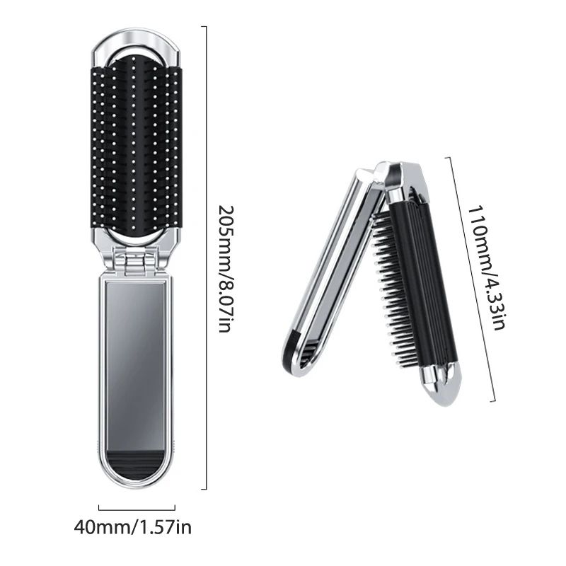 Portable Folding Hair Brush With Mirror 5