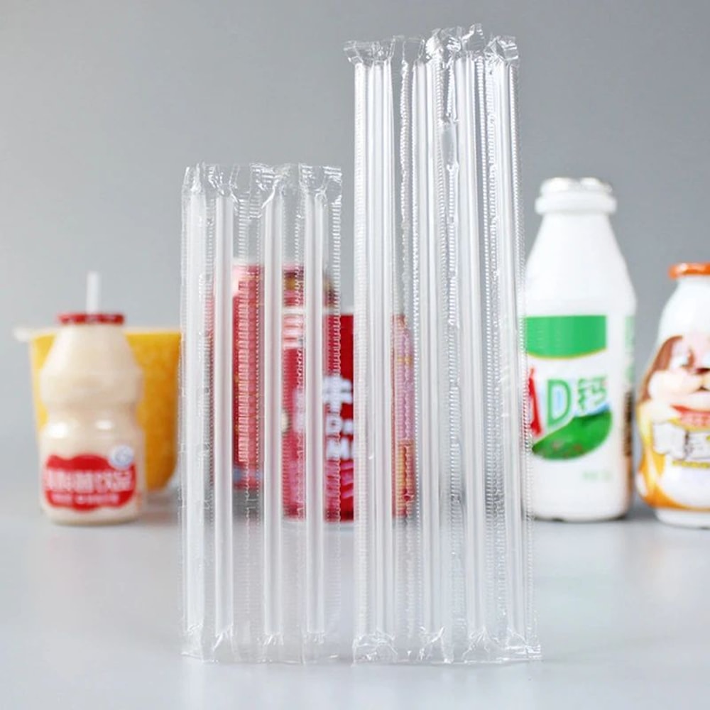500 Pc Transparent Disposable Drinking Straws 0