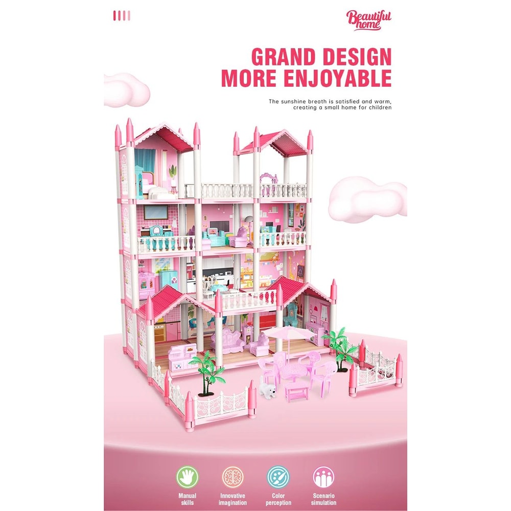 3D DIY Dream Princess Castle Villa Doll House 4