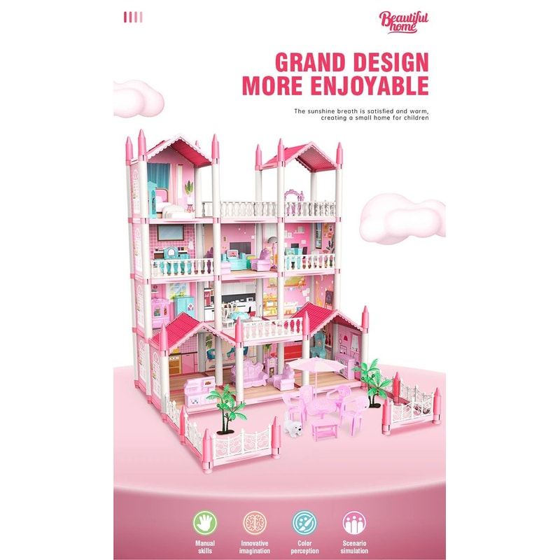 3D DIY Dream Princess Castle Villa Doll House 4
